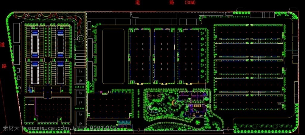 植物总平面图 绿化 苗木 山水 景观 规划 栈桥 花架 道路 栏杆 休闲 植物 凉亭 水池 涌泉 园椅 小品 游览 观赏 休憩 锻炼 公共绿地 避暑 广场 种植 植物配置 乔木 灌木 公园广场绿化 环境设计 景观设计 dwg