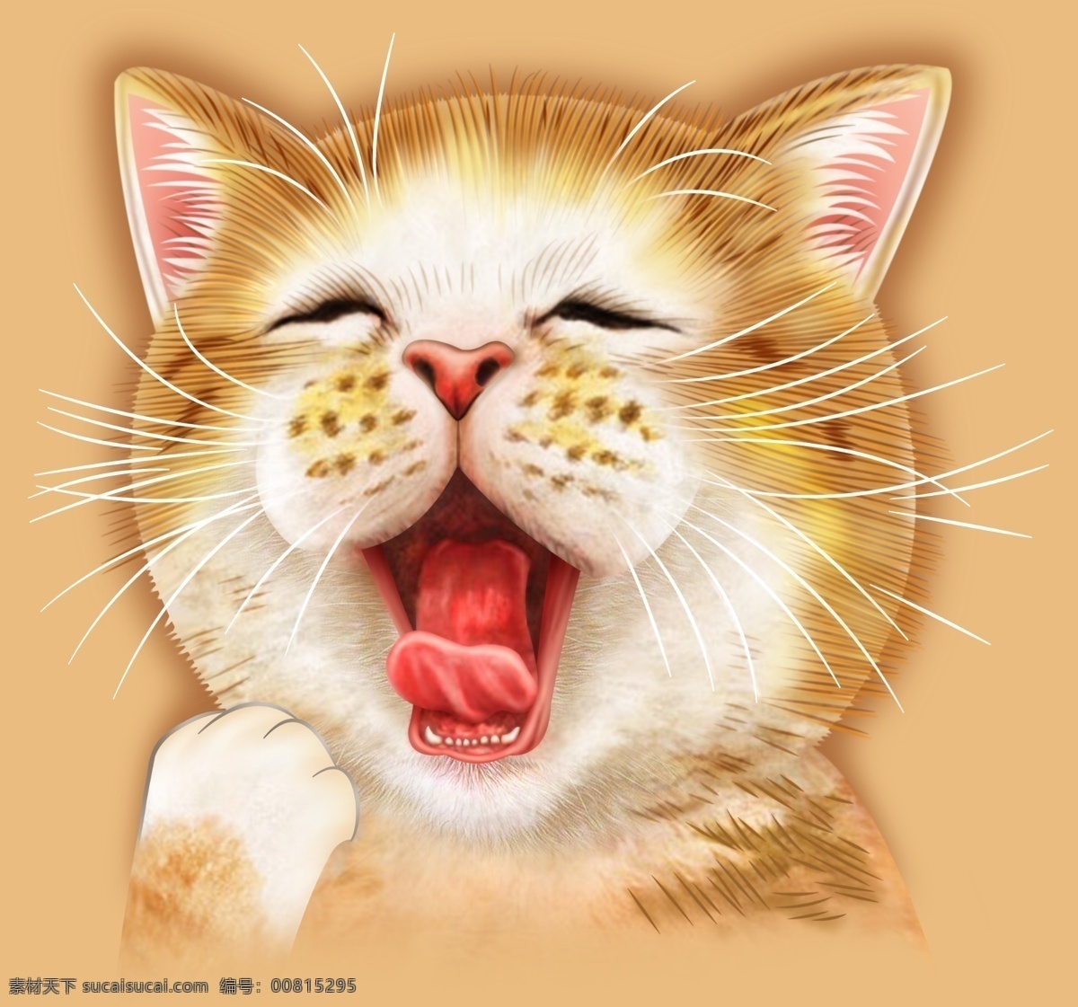 会笑的猫 猫 手绘猫 可爱的猫 数码印花 高清手绘