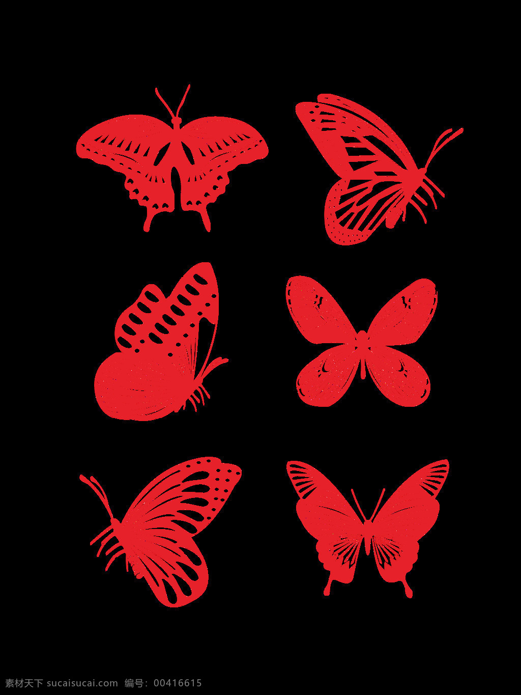 中国 风 蝴蝶 剪纸 元素 红色 图案 套 图 中国风 图案设计 喜庆 元素设计