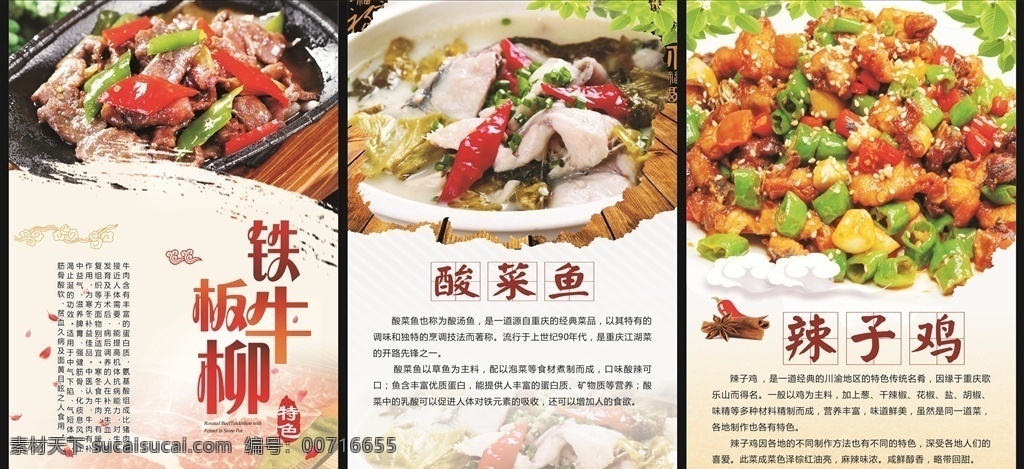 铁板牛柳 酸菜鱼 辣子鸡 美食 饮食文化 灯片 高清大图 cdr可修改 生活百科 餐饮美食