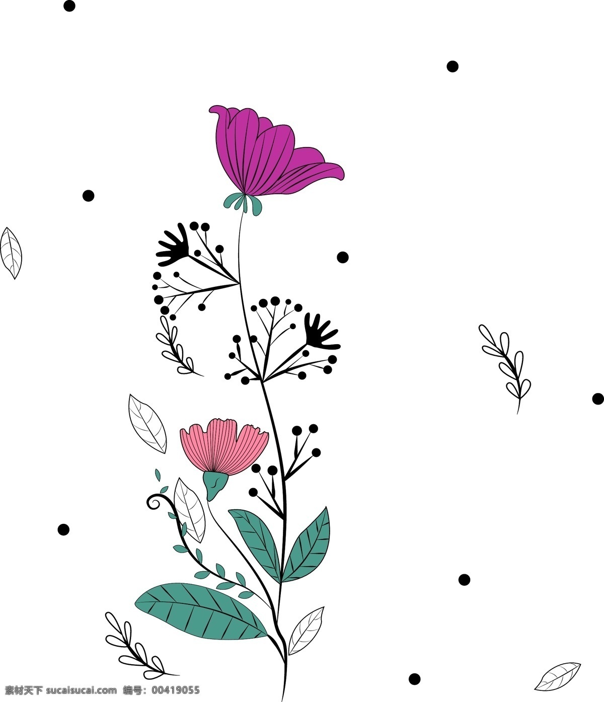 手绘 花 简 笔画 小花 可商用 植物 小清新 手绘花 可爱 简笔画 粉色手绘花