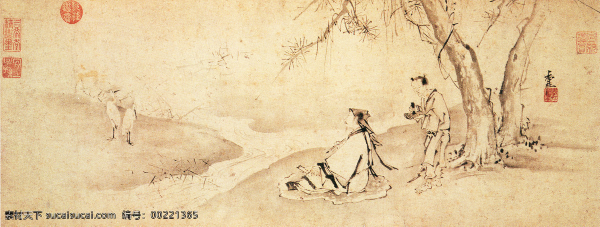 树下 人物 国画 水墨画 中国画 中国艺术 绘画艺术 装饰画 中堂画 书画 文化艺术 书画文字