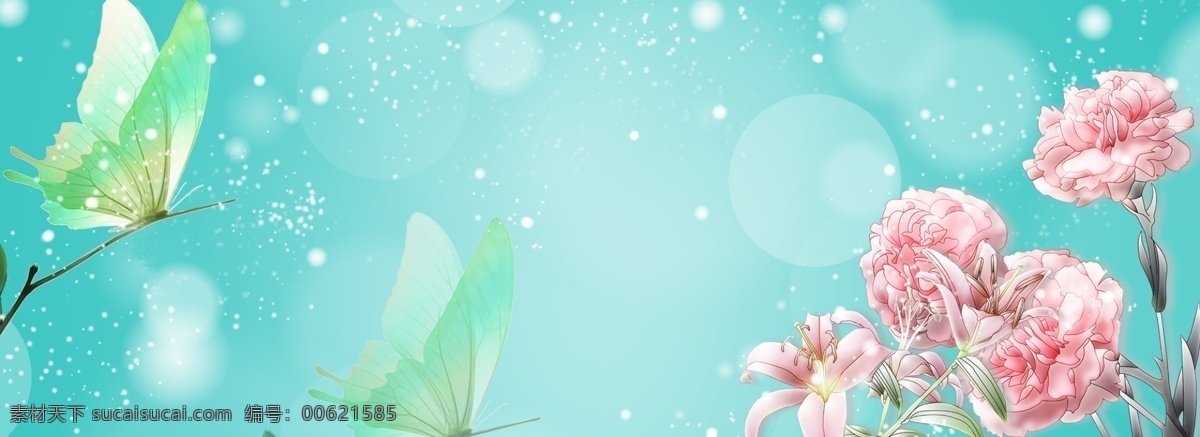 康乃馨 蝴蝶 花卉 背景 唯美 清新 质感 纹理 手绘 卡通 文艺