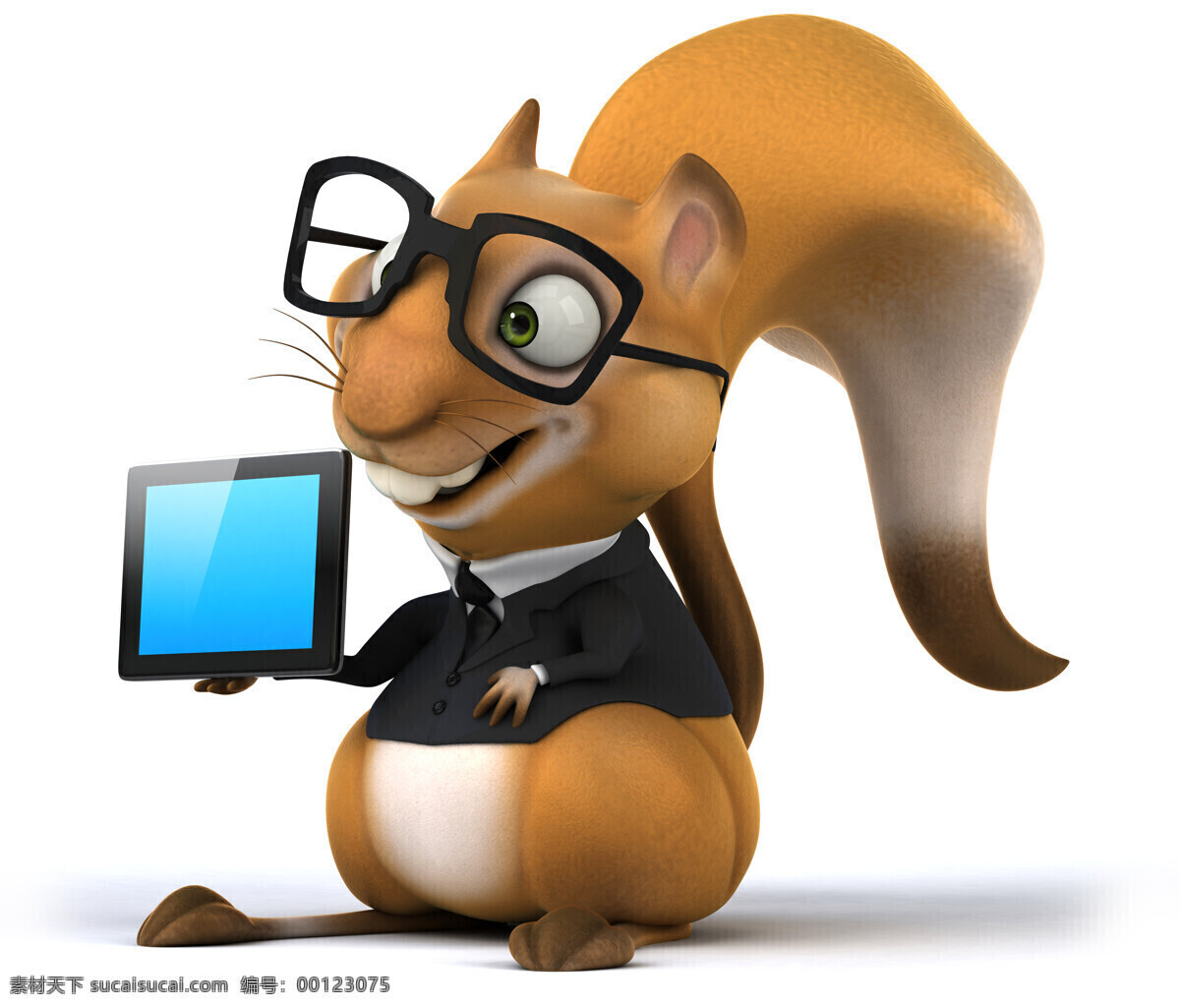 捧 平板电脑 的卡 通 松鼠 卡通松鼠 3d松鼠 卡通动物 陆地动物 生物世界