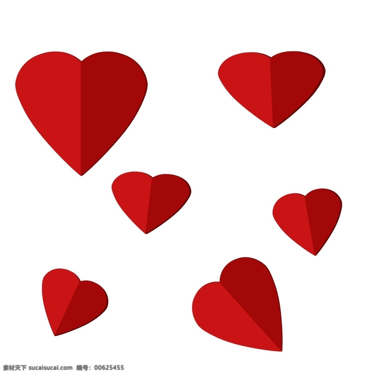 折纸 六 颗 爱心 装饰 红色 红色折纸爱心 六颗小红心 卡通爱心 爱心装饰 爱心贴纸装饰 爱心图案