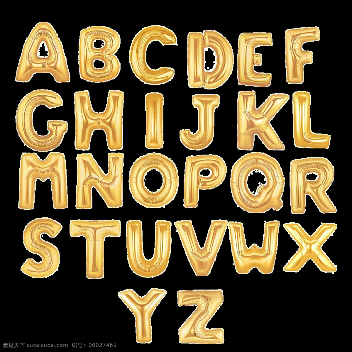 金色 气球 字母 元素 图案 26个字母 英文字母 卡通字母 银 字母元素 艺术字母 字母图案 彩色字母
