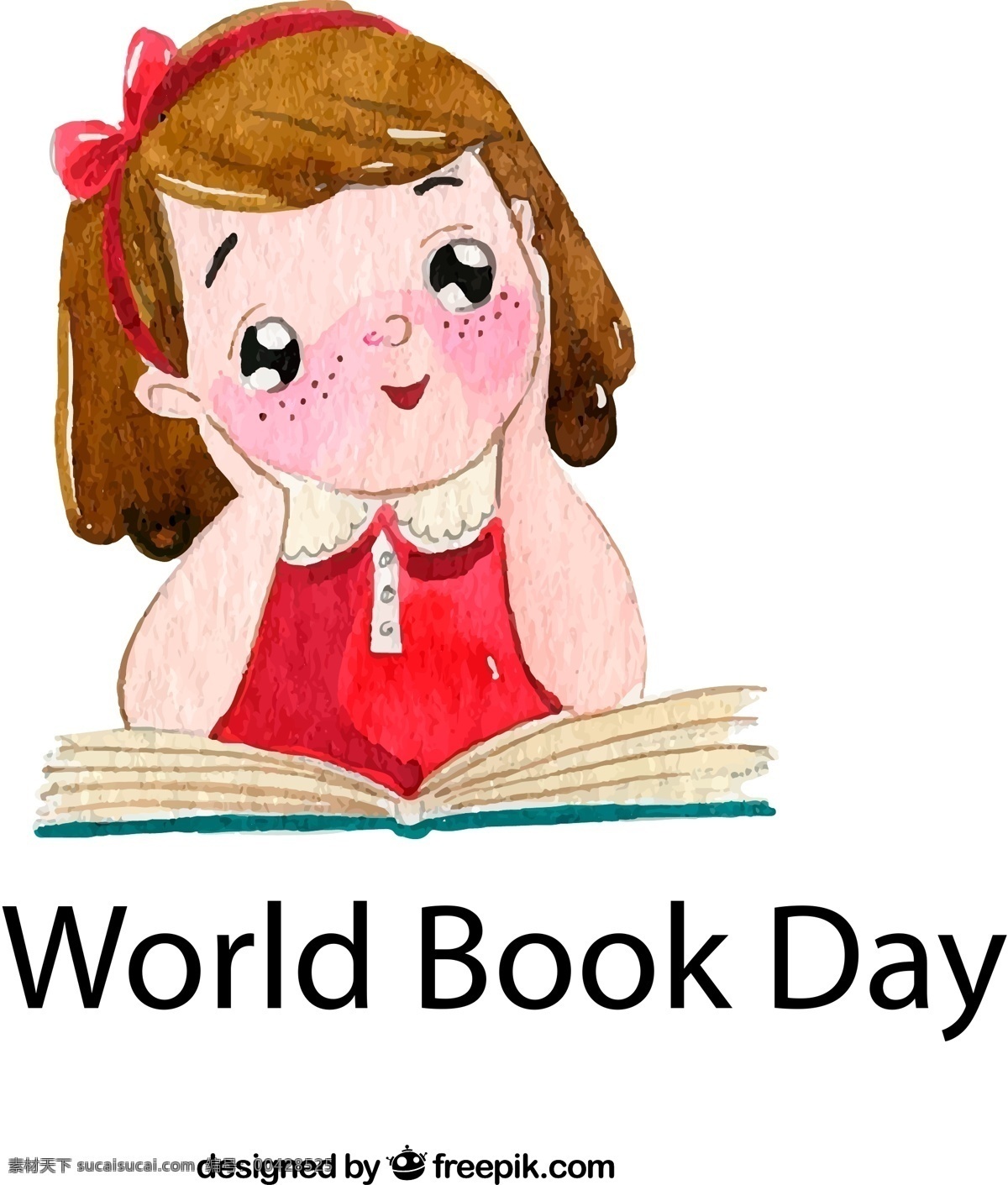 世界 图书 日 女孩 可爱 世界图书日 书籍 阅读 知识 矢量 高清图片