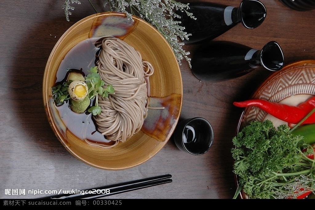 日式 青 芥 荞麦面 餐饮美食 传统美食 日韩料理 摄影图库 300