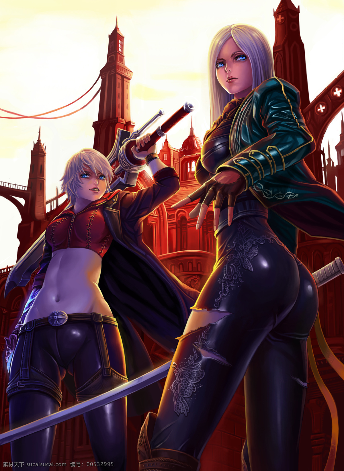 鬼泣 女鬼泣 游戏 动漫 女尼禄 女但丁 插画 动漫人物 动漫动画