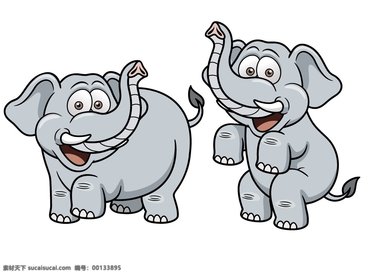 卡通动物矢量 卡通动物 卡通漫画 卡通插画 大象 可爱 矢量素材 生物世界 野生动物 白色