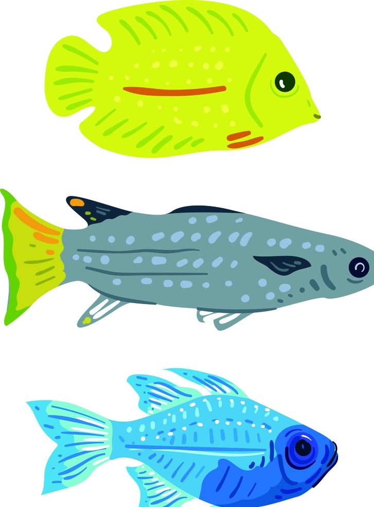 扁平化 彩色 鱼 海洋动物 彩色鱼类 标志图标 其他图标