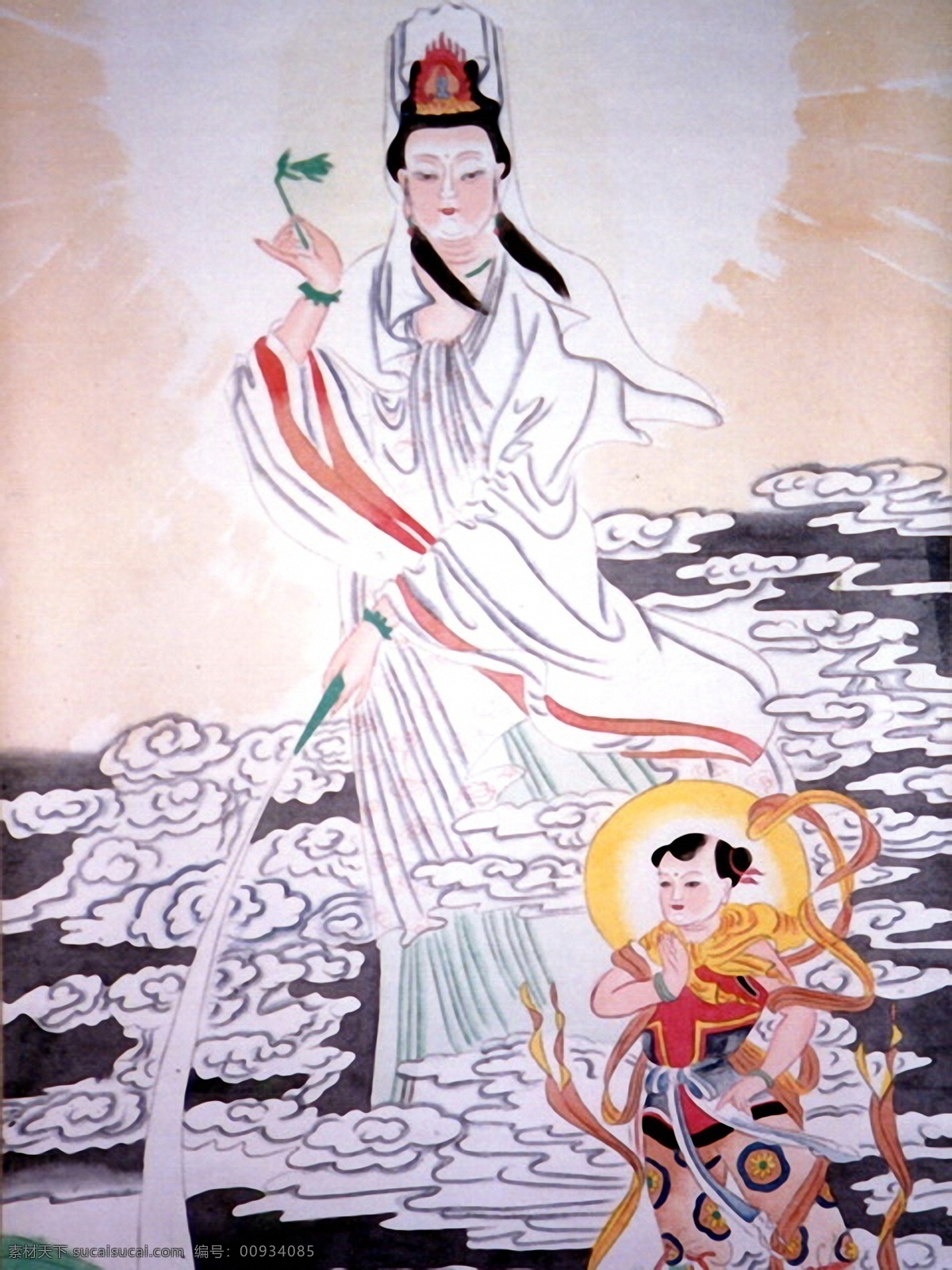 观音佛像 手绘仙佛 佛教文化 中国画 设计素材 神仙佛像 中国画篇 书画美术 白色