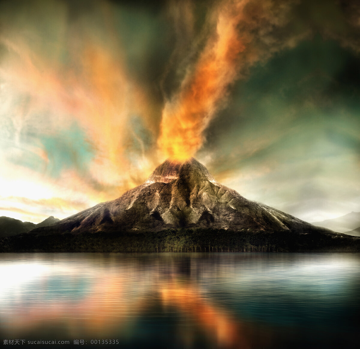 火山 爆发 爆炸 地球 高清图片素材 科幻 科技 力量 闪电 未来 风景 生活 旅游餐饮