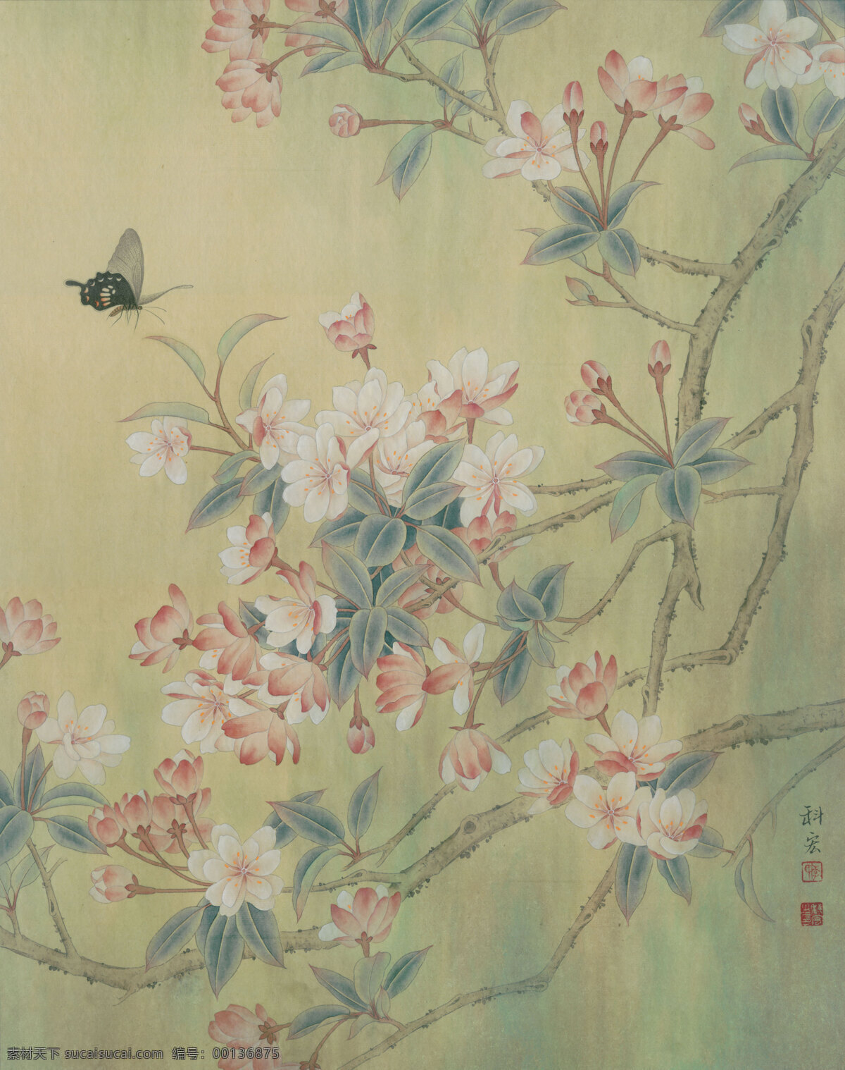 李 科 宏 中国 名花 蝶舞 海棠 春意 浓 工笔画 字画 国画 走廊挂画 客厅挂画 教室挂画 花鸟画 工笔花鸟 工笔国画 工笔荷花 工笔画欣赏 工笔画素材 文化艺术 绘画书 法 高清工笔画 风景 绘画书法