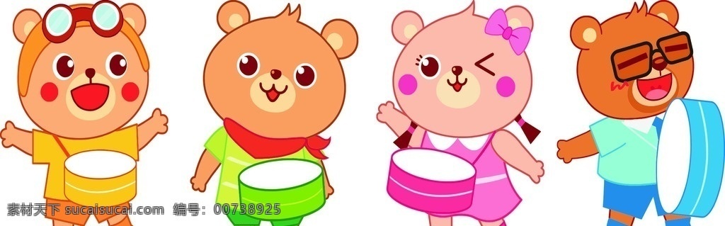 小熊乐队 卡通熊 乐队 小熊 可爱 幼儿 乐器 动漫动画
