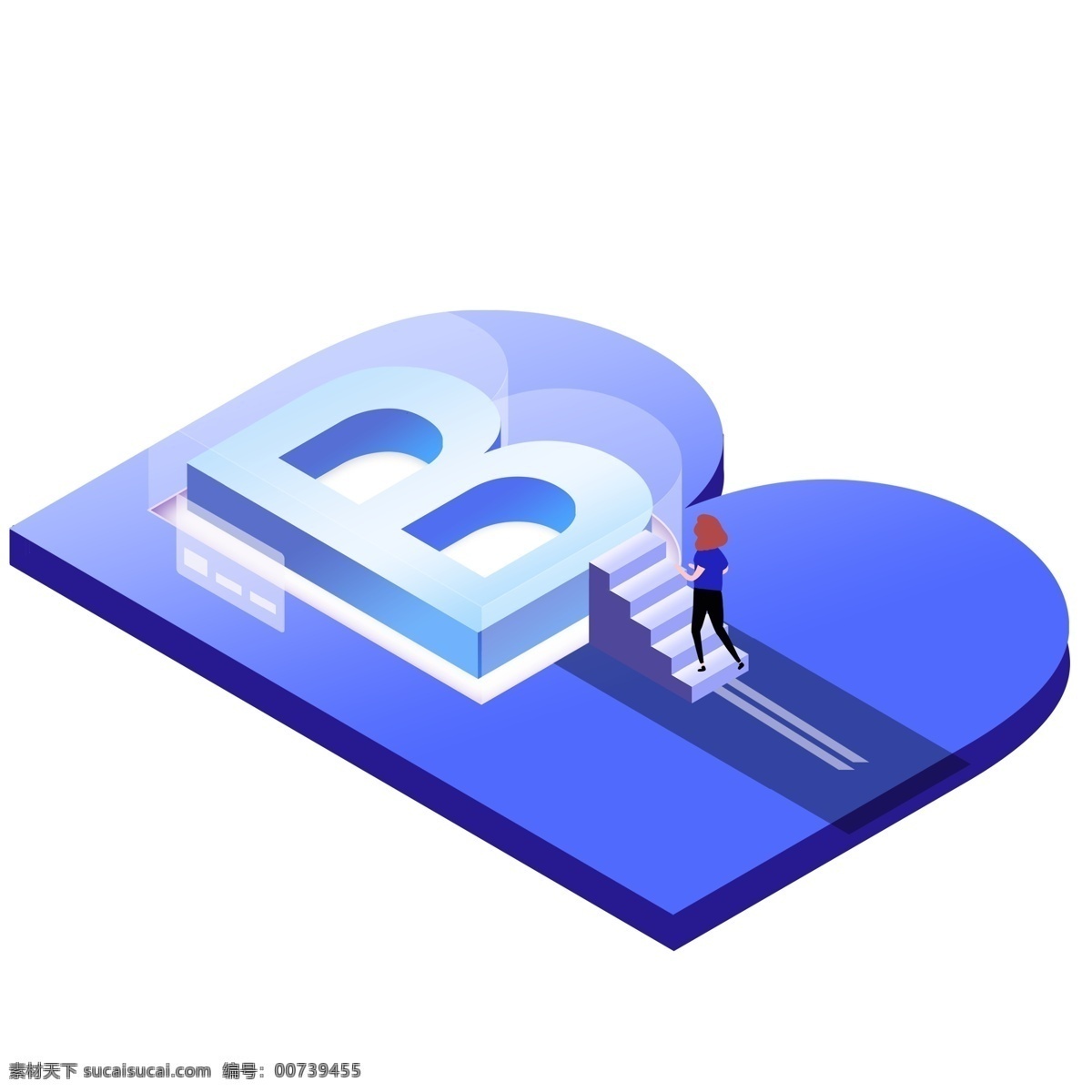 d 时尚 创意 字母 b 蓝色 英文字母 字母b 2.5d设计