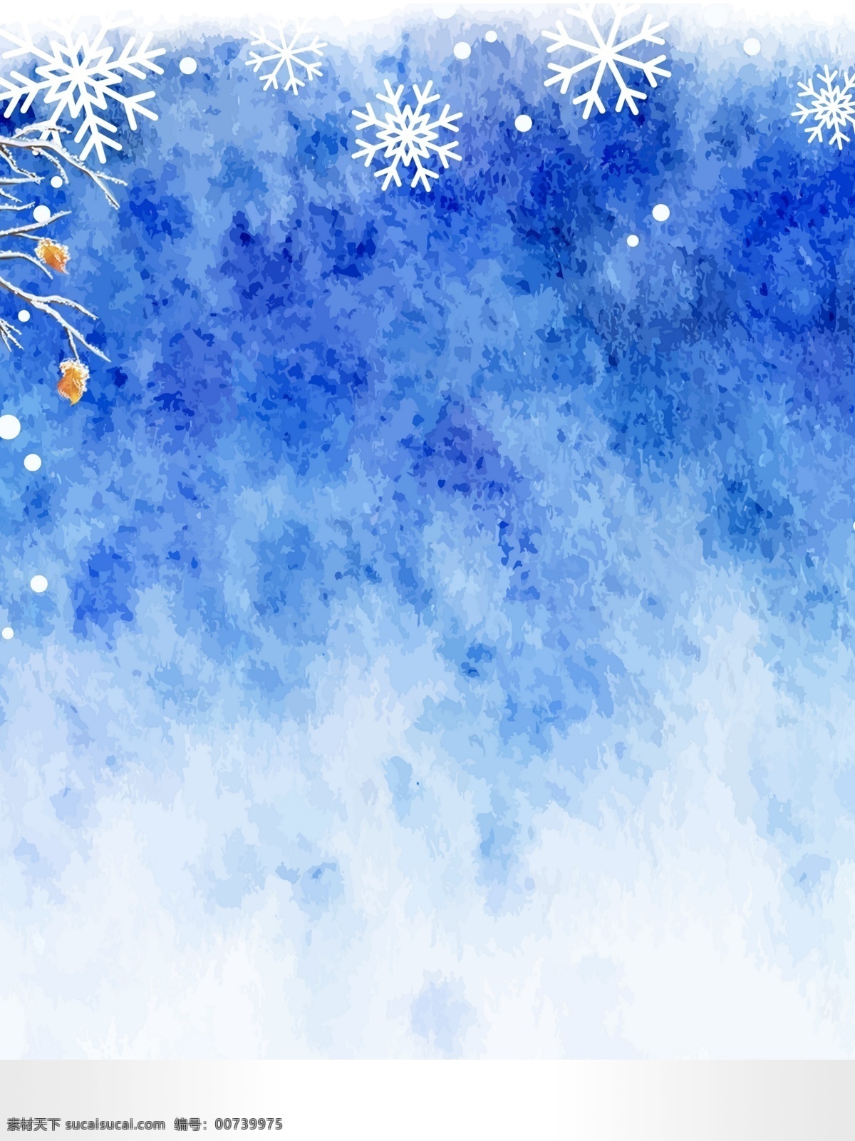 浪漫 手绘 雪花 广告 背景 清新 蓝色背景 冬天 广告背景 树枝 雪景