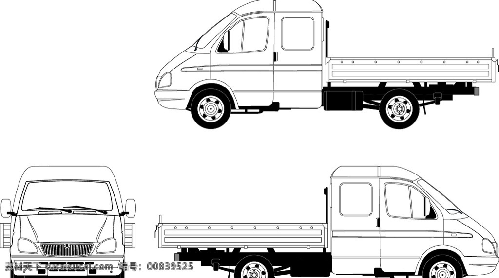 货车拖板车 货车 拖板车 矢量 插图 线稿 标志图标 其他图标
