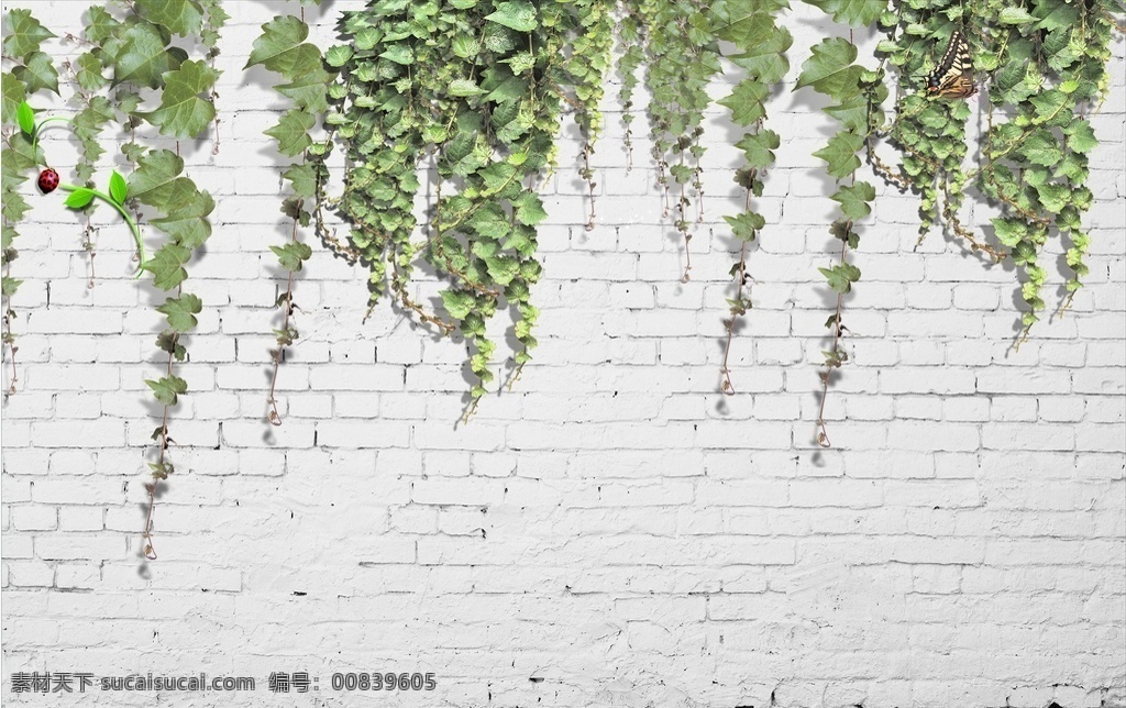 墙面背景 绿化 值物 展板 绿色海报 环境设计 园林设计