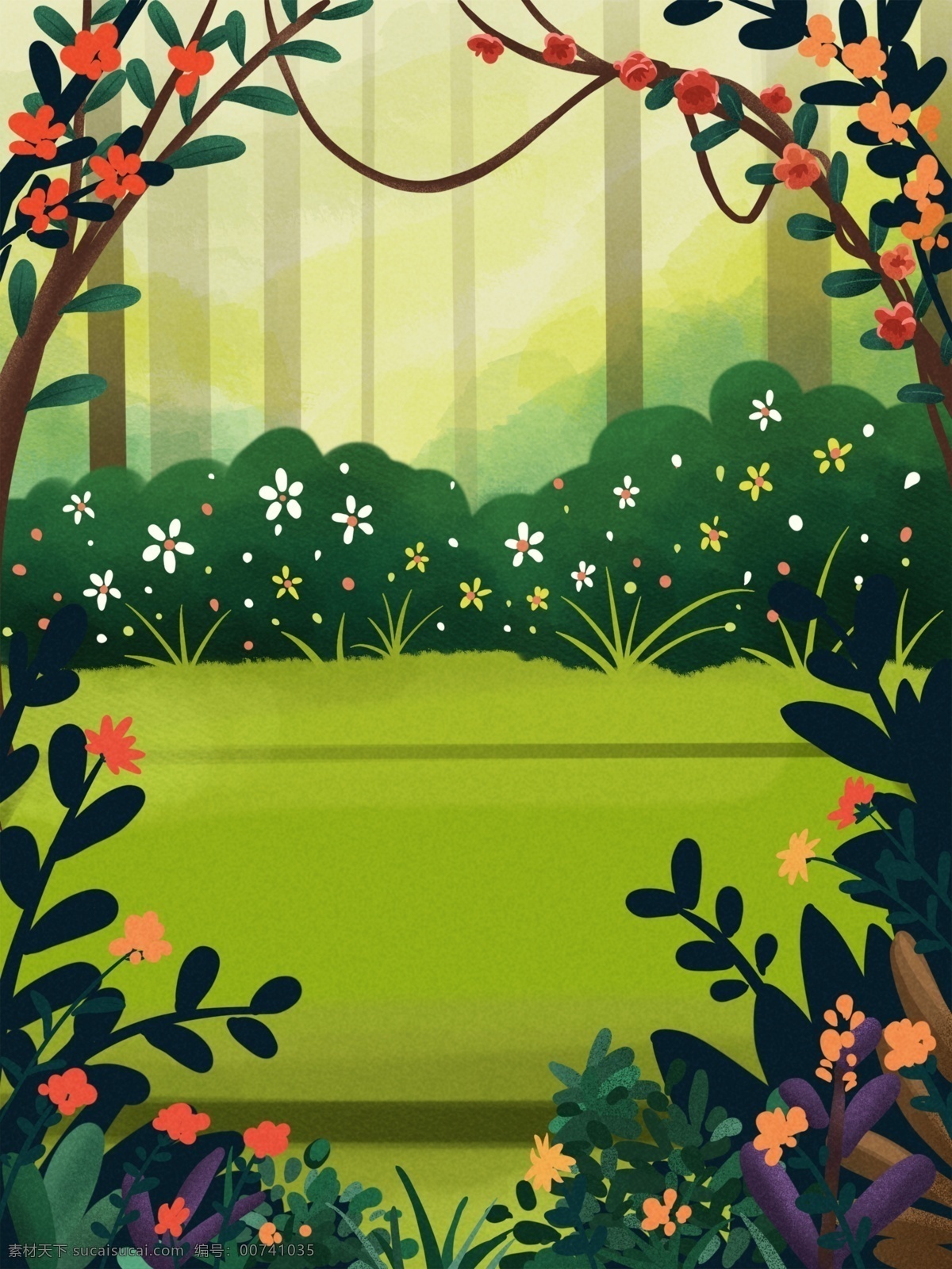 小 清新 植物 树林 背景 卡通 彩色 创意 装饰 设计背景 海报背景 简约 图案