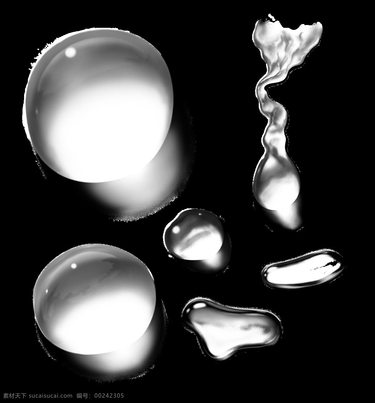 立体 洁白 水滴 卡通 透明 抠图专用 装饰 设计素材