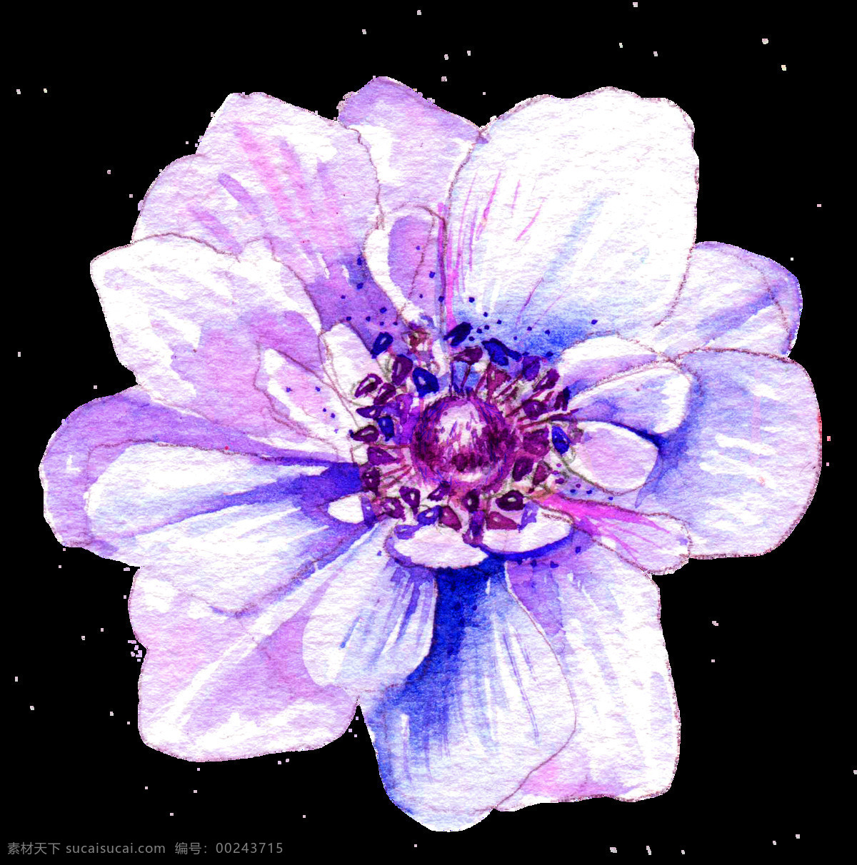 半透明 花卉 蓝色 免扣素材 水彩 透明素材 装饰图案 紫色 淡紫色 水晶 花 透明