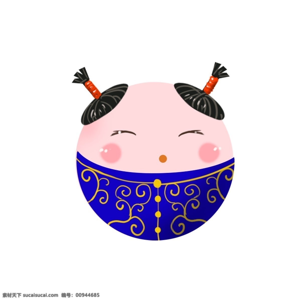 新年 元素 福娃 套 图 商用 喜庆 小人 小孩 萌 2019 丸子 唐服