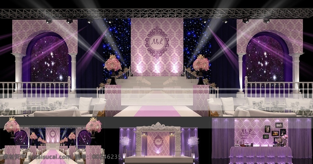 紫色 婚礼 效果 图带 矢量 文件 效果图 3d效果图 平面文件 3d设计 3d作品