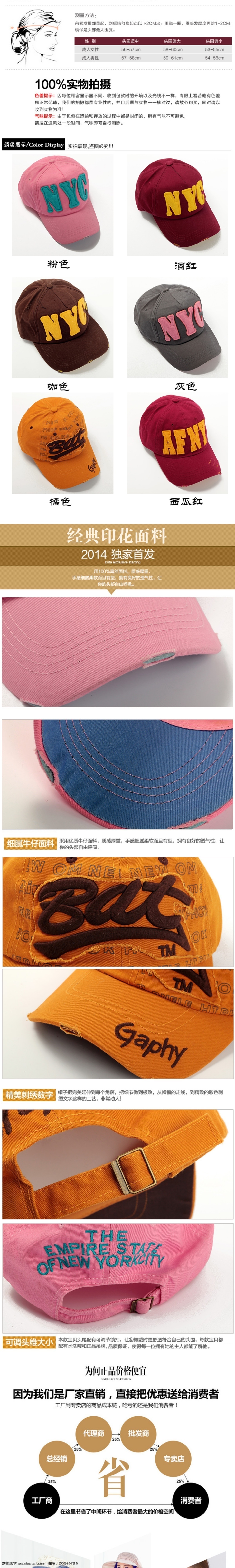 产品 分类 产品分类 产品细节 厂家直销 淘宝 细节展示 颜色分类 棒球帽详情页 产品描述页 女帽运动帽