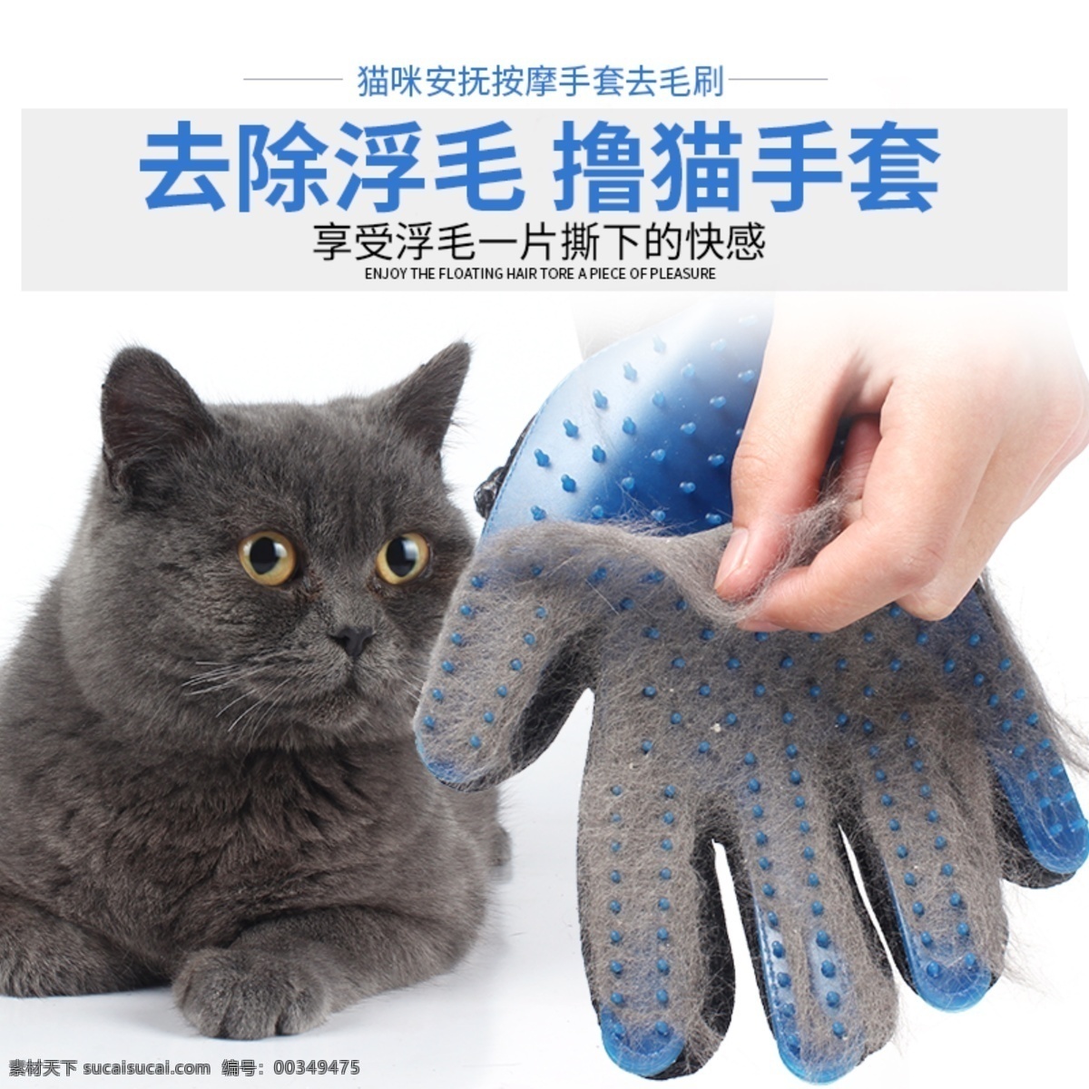 撸猫手套主图 猫咪 手套 猫梳子 蓝猫 撸猫手套 淘宝天猫主图 分层