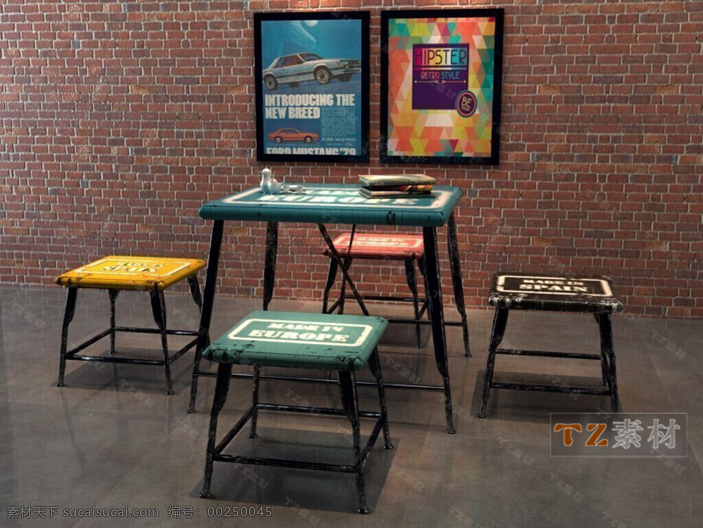 咖啡 桌椅 模型 3d模型 效果图 桌子 椅子 模型素材 3d渲染