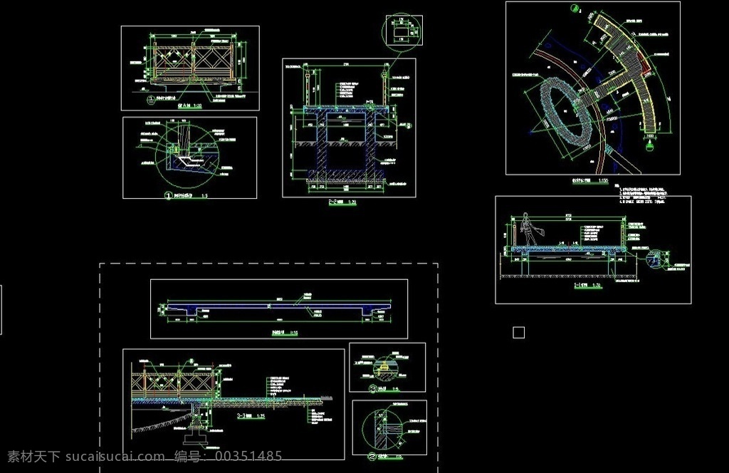 临水平台 栈道 园林 cad 景观 绿化cad 环境设计 施工图纸 dwg