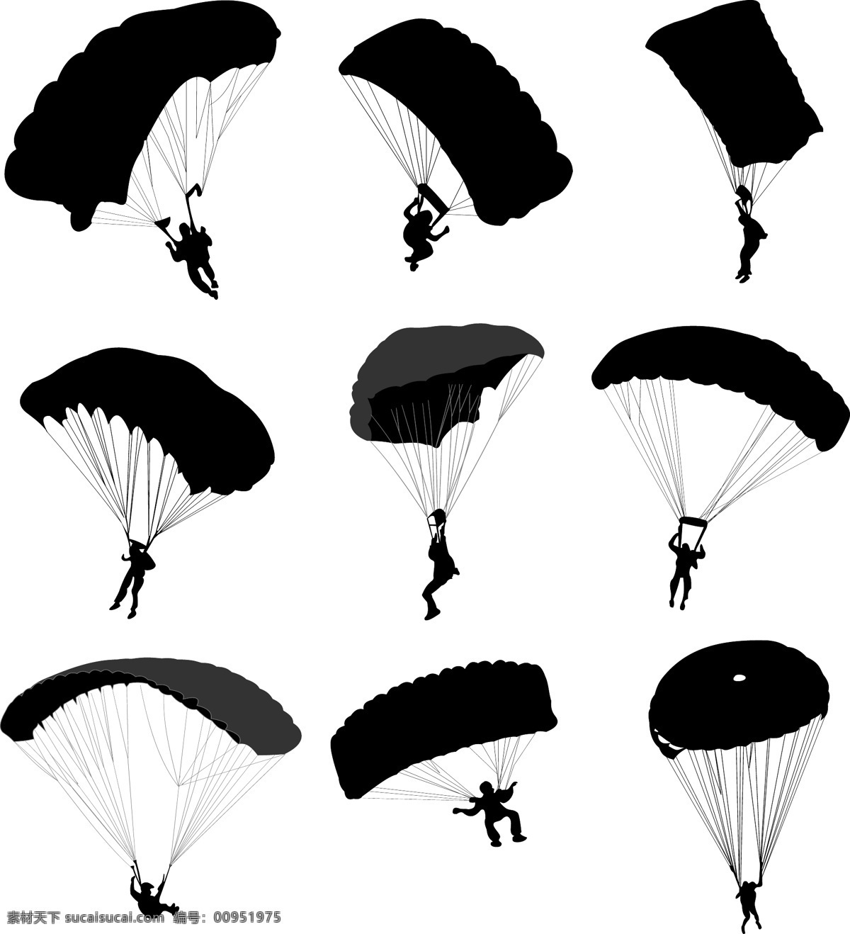 跳伞 剪影 人物主题 日常生活 矢量人物 手绘 矢量 模板下载 跳伞剪影 psd源文件