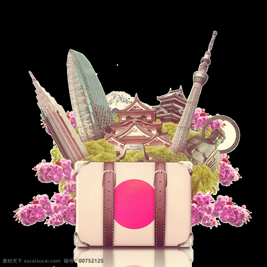 粉色 少女 心 名胜古迹 日本旅游 装饰 元素 粉色樱花 旅游元素 装饰元素