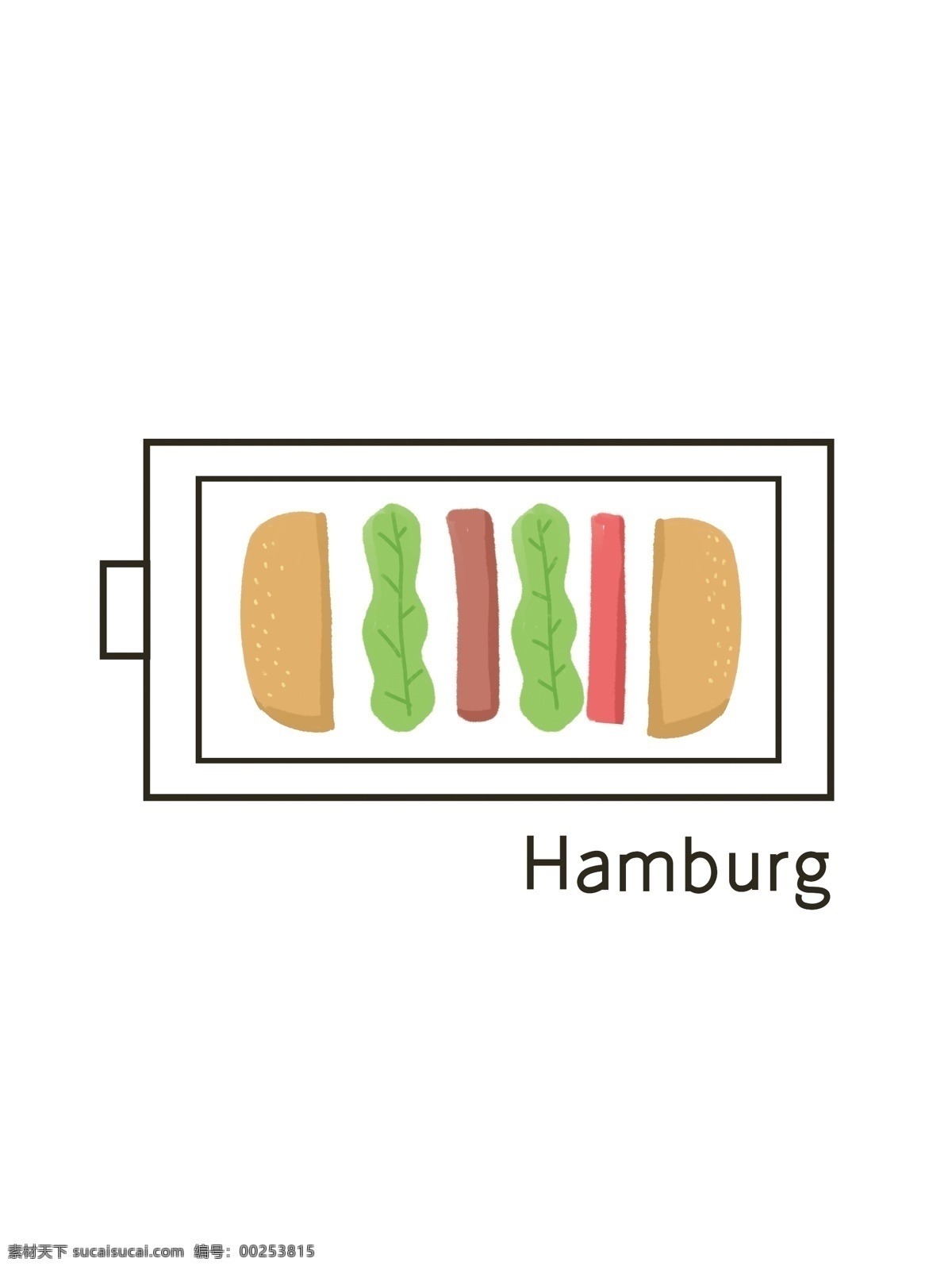 汉堡 充电 插画 绘画 帆布 袋 元素 插画绘画 帆布袋 元素设计 能量 电池 健康 食物