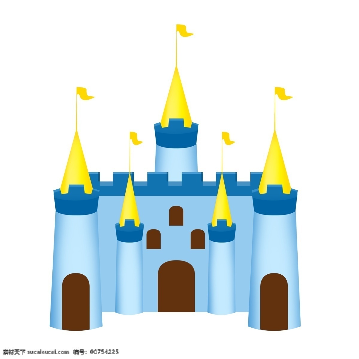 蓝色 唯美 城堡 插图 蓝色城堡 建筑物 黄色 房子 欧式城堡 唯美城堡 蓝色建筑物 建筑