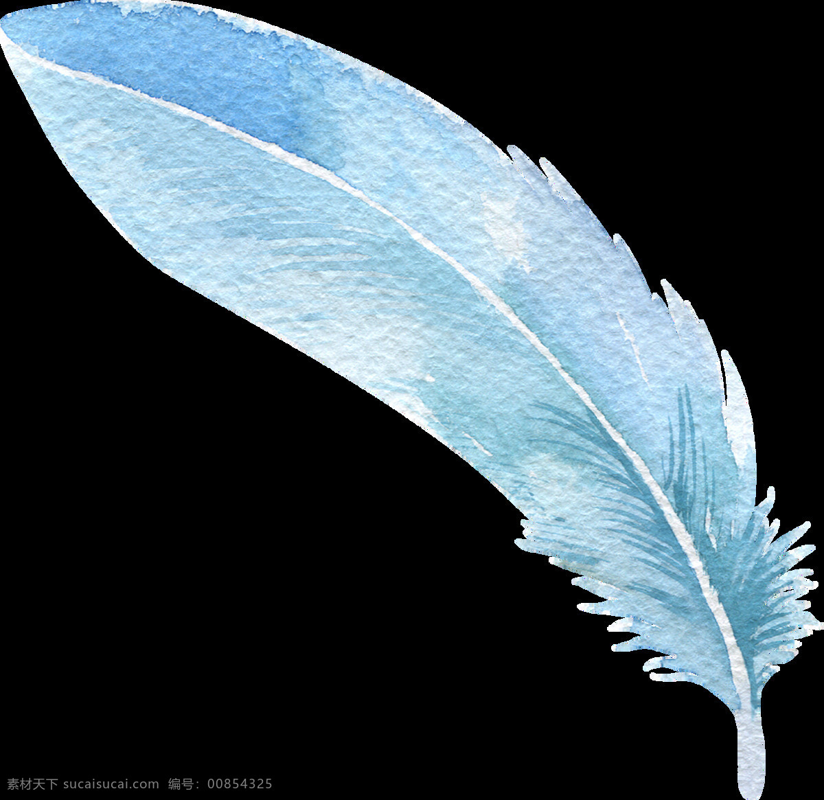 湛蓝 羽毛 卡通 水彩 透明 羽翼 动物 透明素材 免扣素材 装饰图案