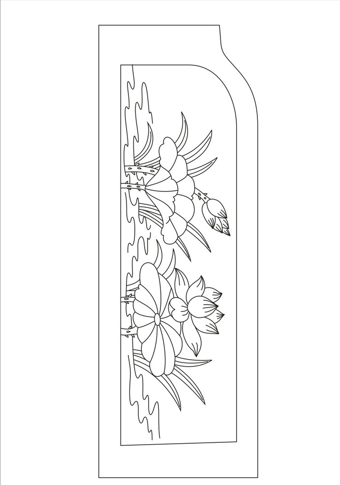 莲花荷花 莲花 荷花 花 石碑 图案 花卉 矢量 coreldraw 线描花卉图库