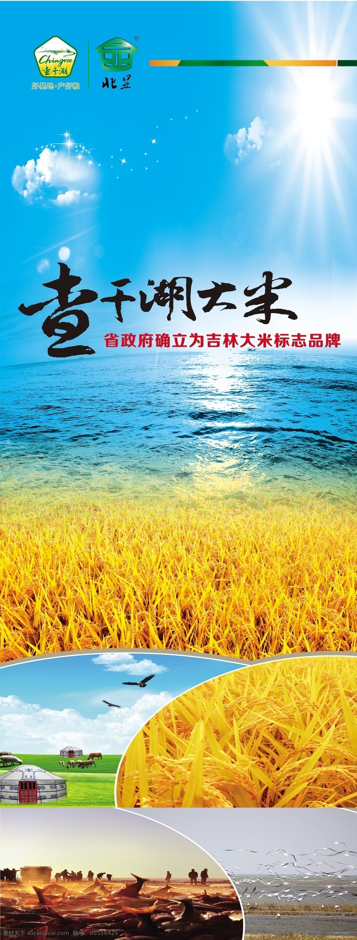 查干湖大米 展架 查干湖 北显大米 优质大米 查干湖风景 广告设计模板 源文件