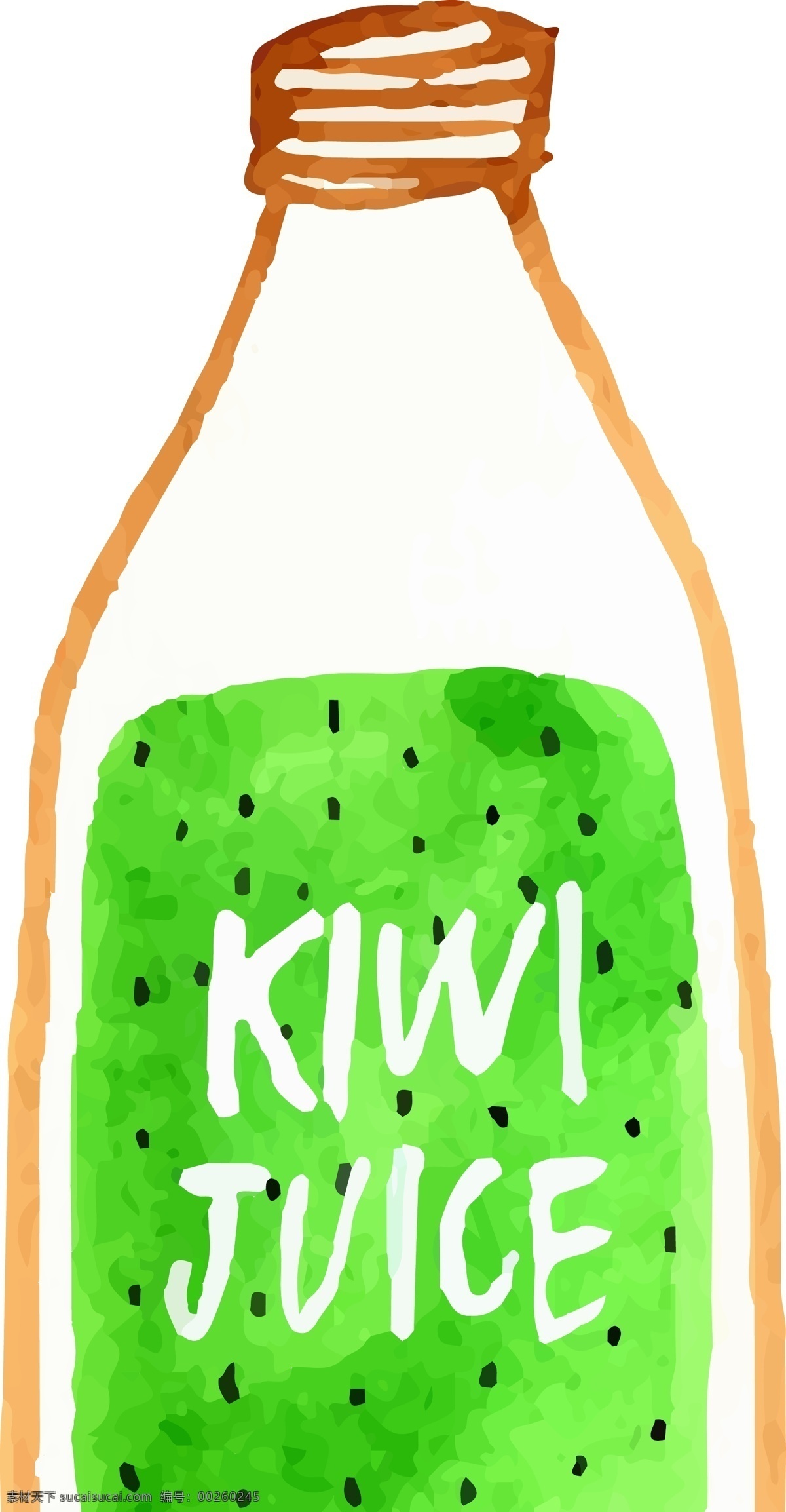 原创 手绘 瓶 奇异 果 果汁饮料 饮料 水果 奇异果 美味 健康 环保