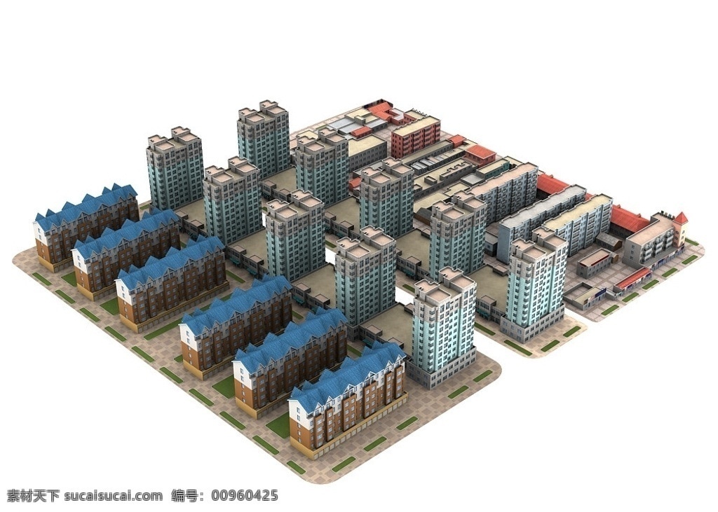3d建筑房屋 建筑配景 楼房 3d 小区 max 室外模型 3d设计模型 源文件
