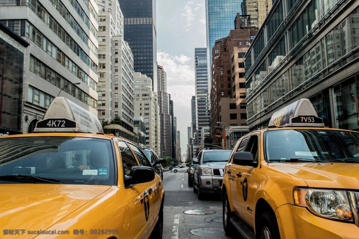 城市出租车 城市 出租车 黄色出租车 高楼 美国城市 建筑摄影 建筑园林 风景名胜