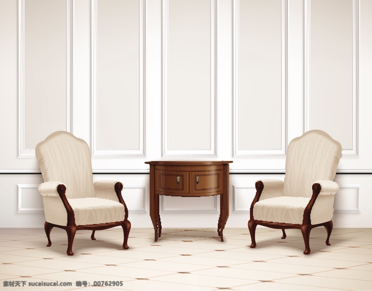 复古 桌椅 设 家装 效果图 壁纸 单人椅 沙发 客厅 桌子 家居 矢量图