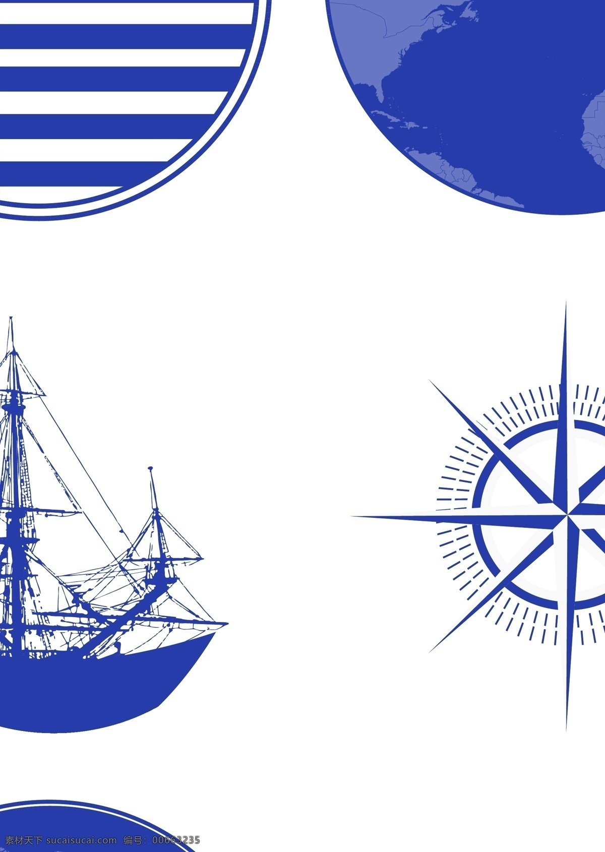 帆船 航海 地球 罗盘 矢量图 海洋 图案