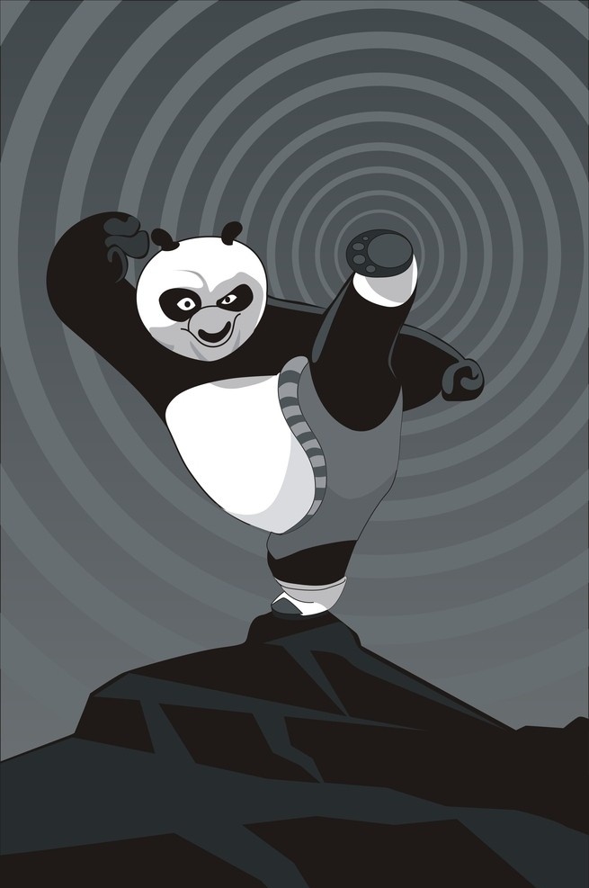 功夫熊猫 熊猫 功夫 黑白 动物 影视 动物明星 卡通设计 矢量