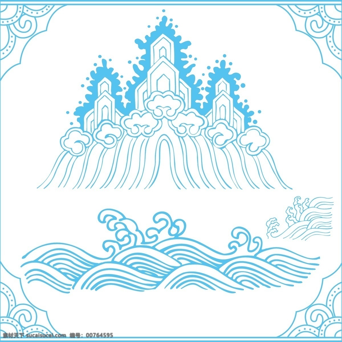 波浪 水纹 海浪 纹理 水 海 浪 波 纹 古典图案 传统图案 云朵 祥云 浪纹 文化艺术 传统文化