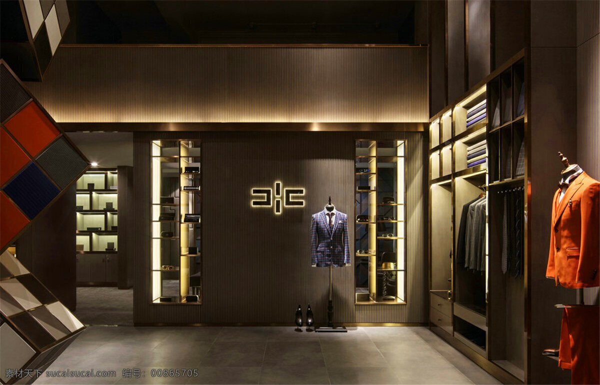 服装店 灰色装修 家装模型 简约 男装 时尚 休闲 衣柜 时尚休闲 效果图 灰色 地板砖