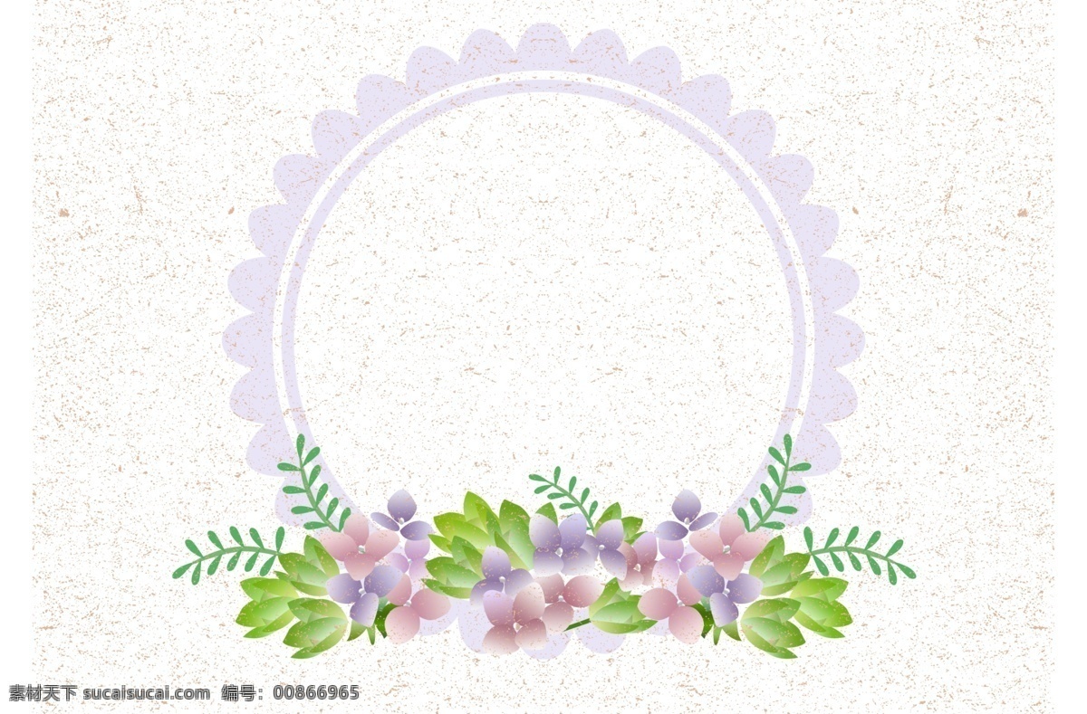 春季 小 清新 鲜花 边框 植物 春天 唯美 花框 淘宝 促销素材 花朵 少女风 紫色 花边 手绘 通用边框 森系 圆形边框 装饰