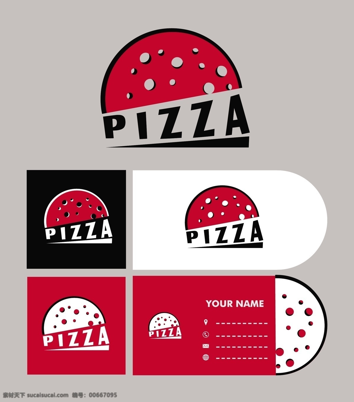 披萨快餐标志 快餐标志 披萨 标志 标志设计 logo 名片设计 卡片