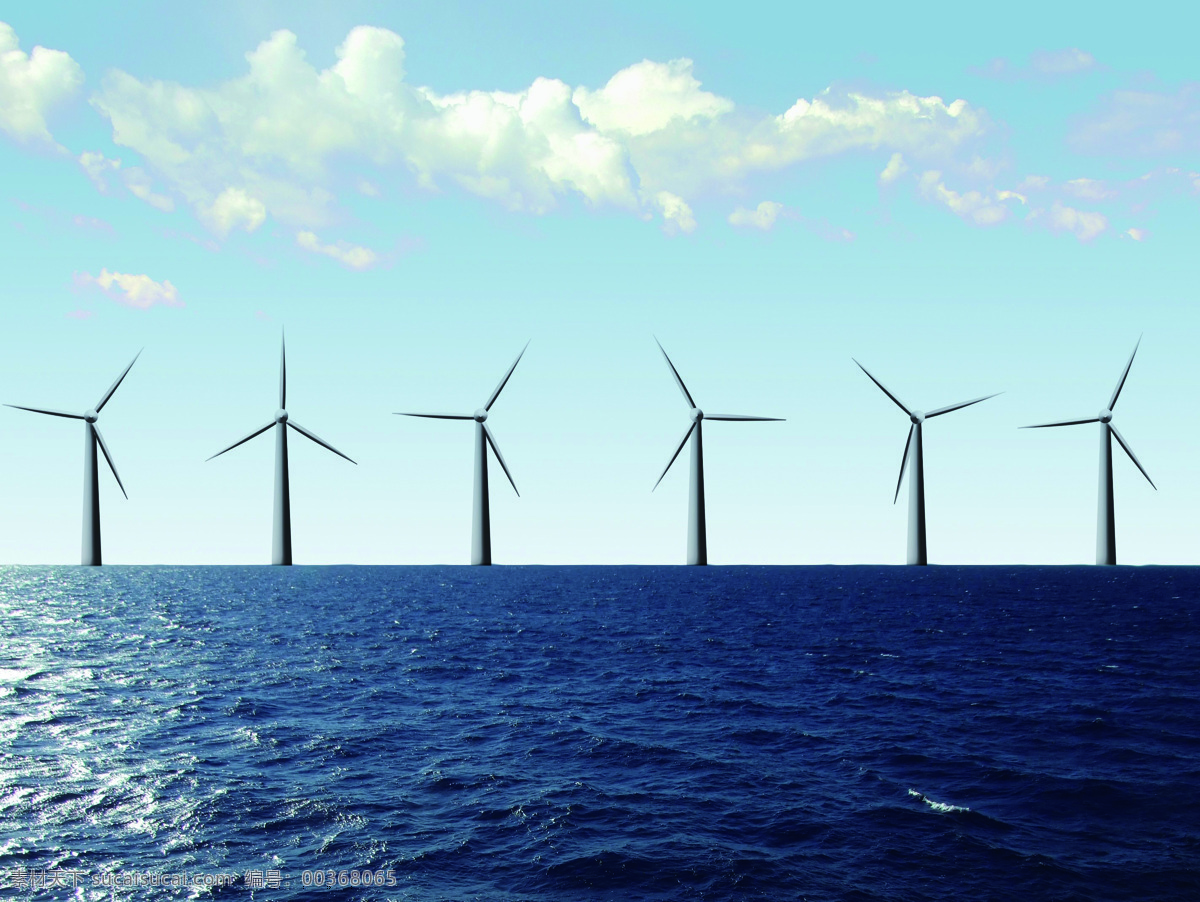 海上风车 风车 海 风力能源 风电 工业 清洁能源 低碳 天空 电力 重工业图片 工业生产 现代科技